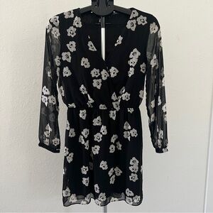 Express Floral Black and White Dress